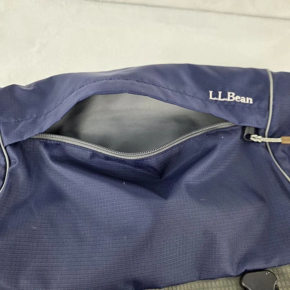 LL Bean Vintage Blue Gray Padded Laptop Messenger Shoulder Bag Briefcase